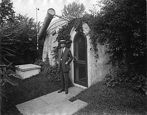 James Hartness near his turret telescope