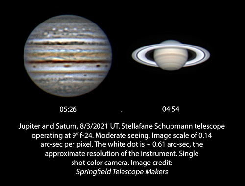 Jupiter & Saturn with 13" Schupmann stopped down to 9" f/24 via Lyot' Stop
