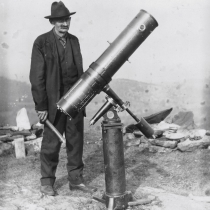 Frank Whitney and Telescope on Mt. Ephram, early 1920's